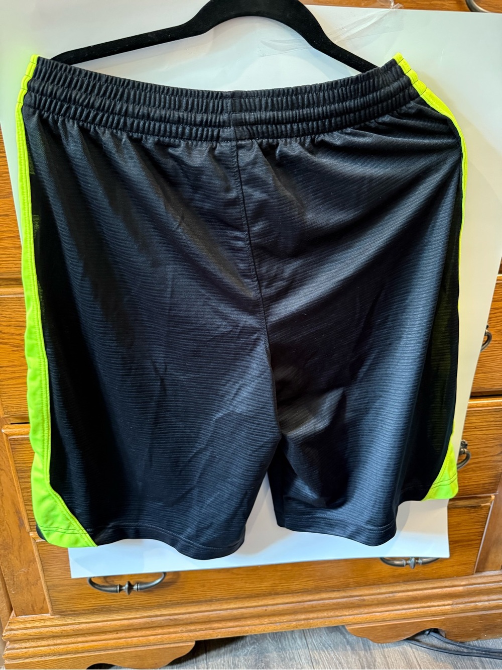 Nike Black Athletic Shorts with Neon Yellow Side Panels